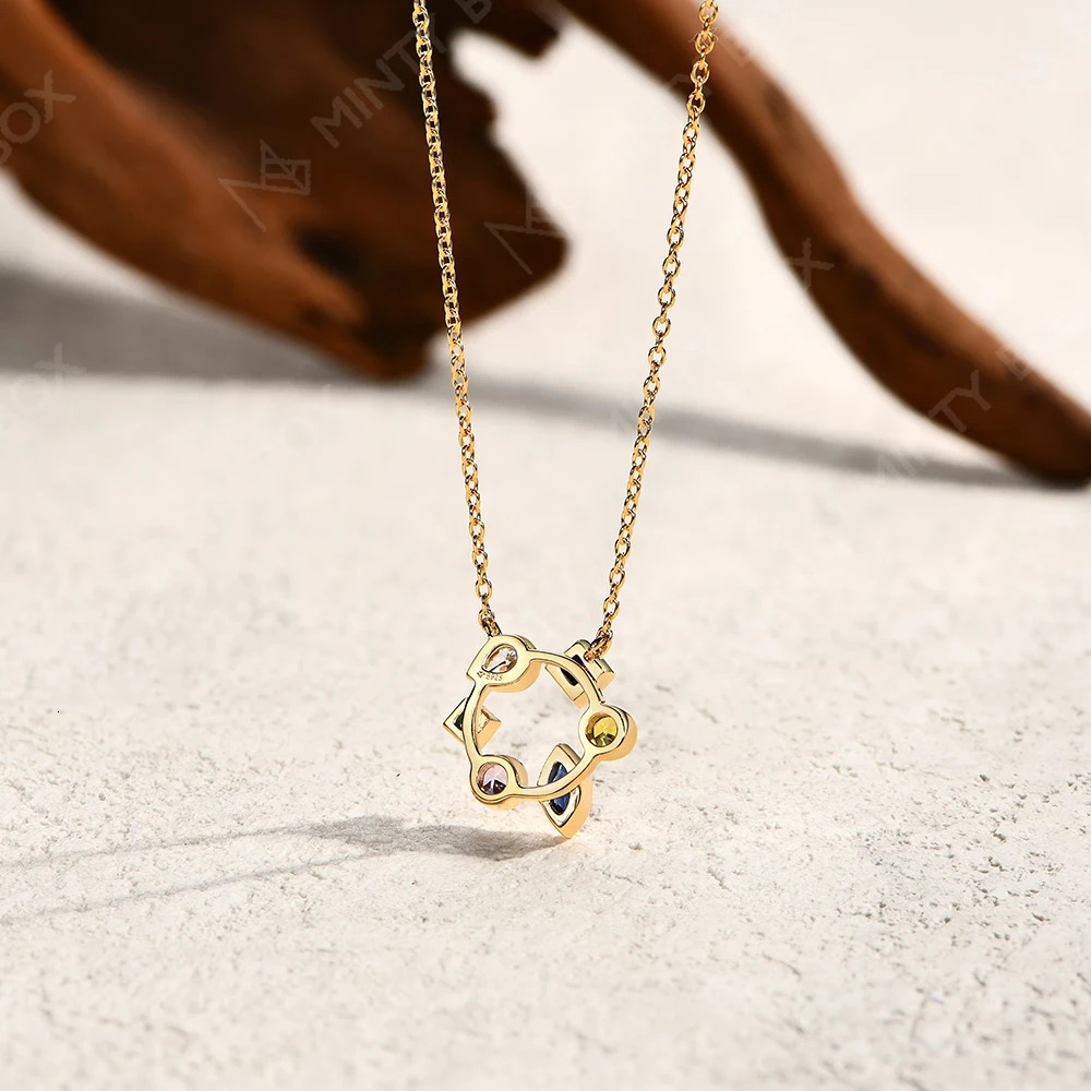 mintybox s925 Sterling Silver LabGrown Gemstone Necklaces Created Sapphire for Women 455cm Chain Wedding Fine Jewelry Gift 250712
