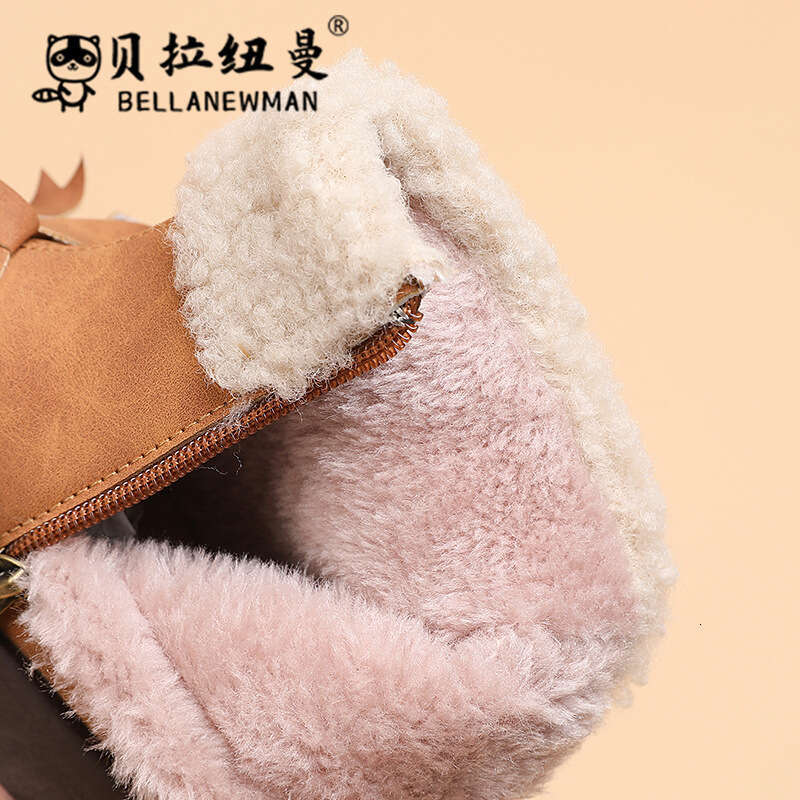 Girls' Bowknot Sweet Princess Short 2023 Autumn Fashion Children's Lamb Wool Boots for Young and Middle-aged Kids