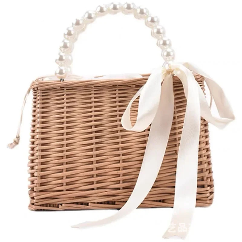 Straw Bags for Women Square Handbags Summer Rattan Shoulder Bags Handmade Knitted Storge Small Bag Fashion 250704