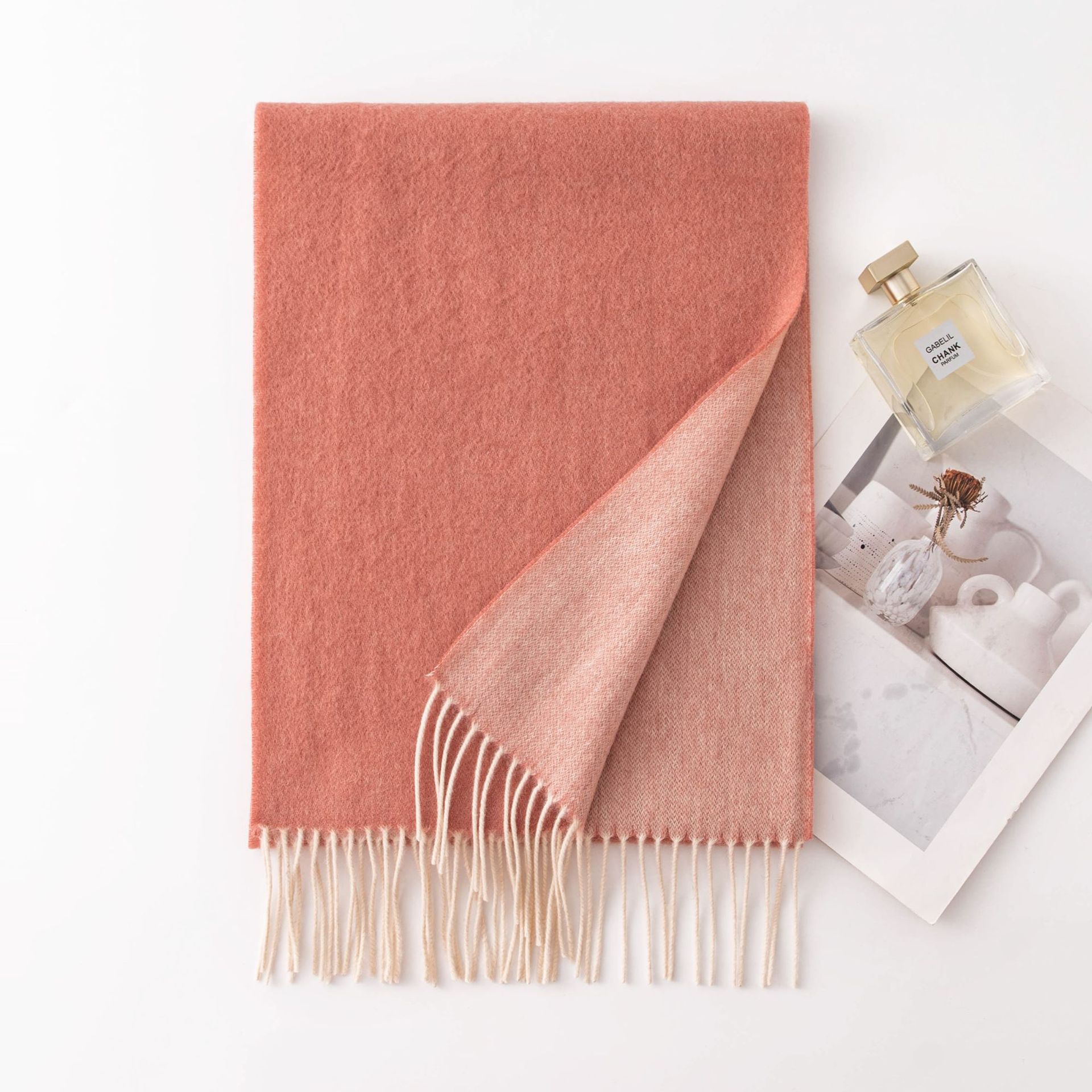 K1342 2025 scarf autumn new 100% lamb wool solid color double-sided scarf shawl high-end commuting warm neck scarf