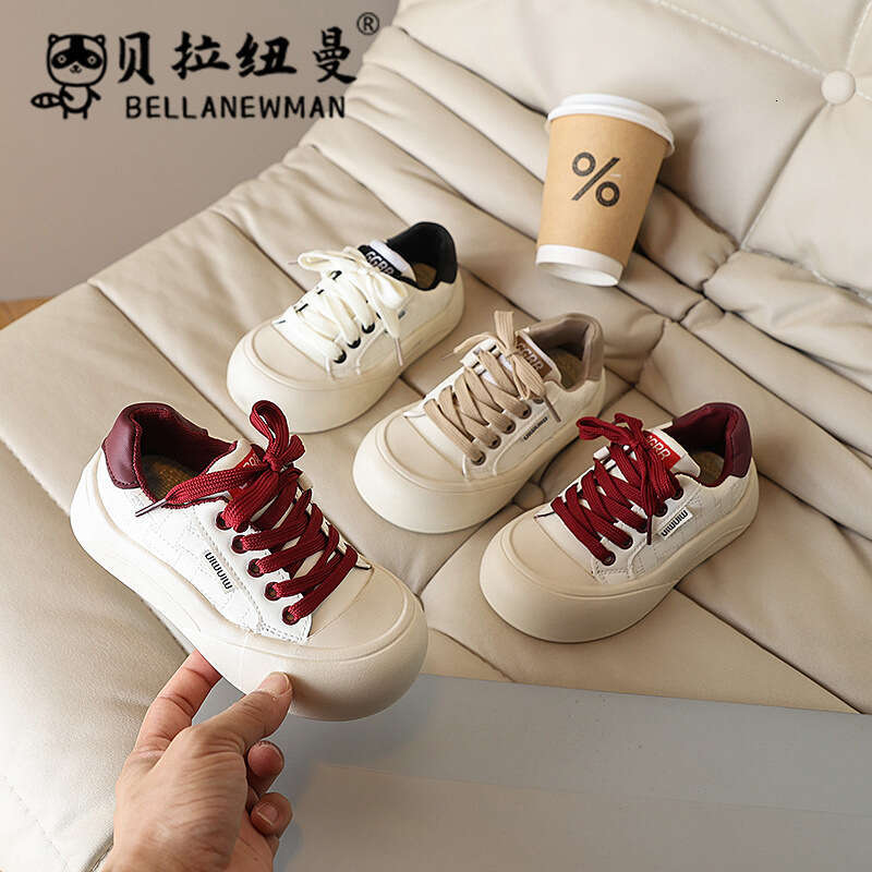 Choice Big Toe Bread 2025 Spring and Autumn New Korean Version Children's Thick-Soled Casual Sneakers Girls' White Shoes