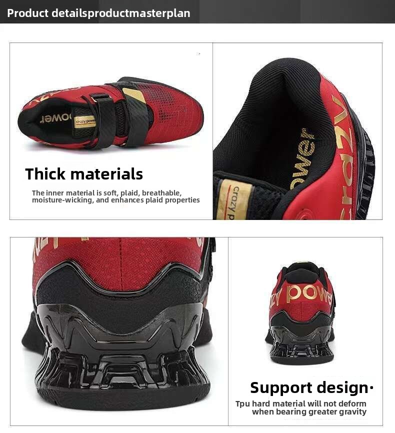 weightlifting shoes sports shoes professional indoor gym strength support training deadlift fitness shoes shock absorption and nonslip