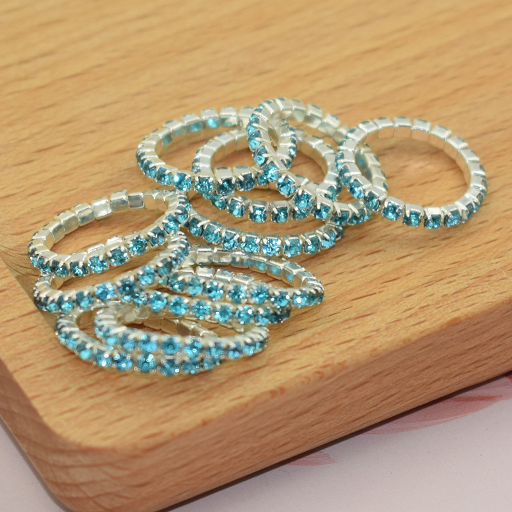 Korean Style Single Row Rhinestone Ring Elastic Ring Inlaid Ring Mixed Batch Elastic Ring 241225