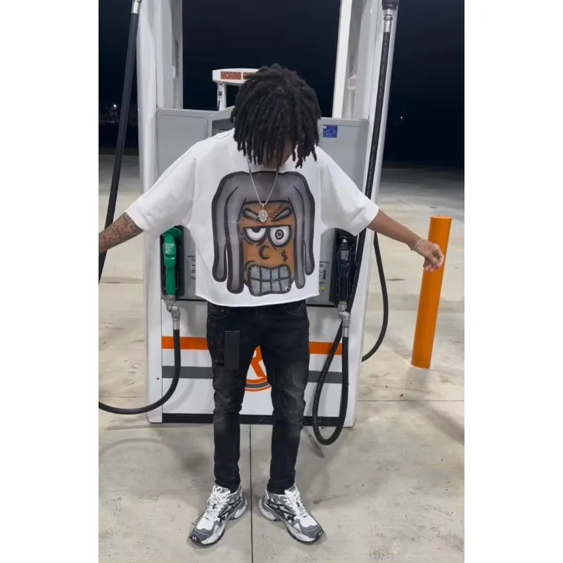 T Shirt Y2K Harajuku Hip Hop Oversized Cartoon Character Graphic Print Loose Men Women Round Neck Cotton Short Sleeve Tops 250704
