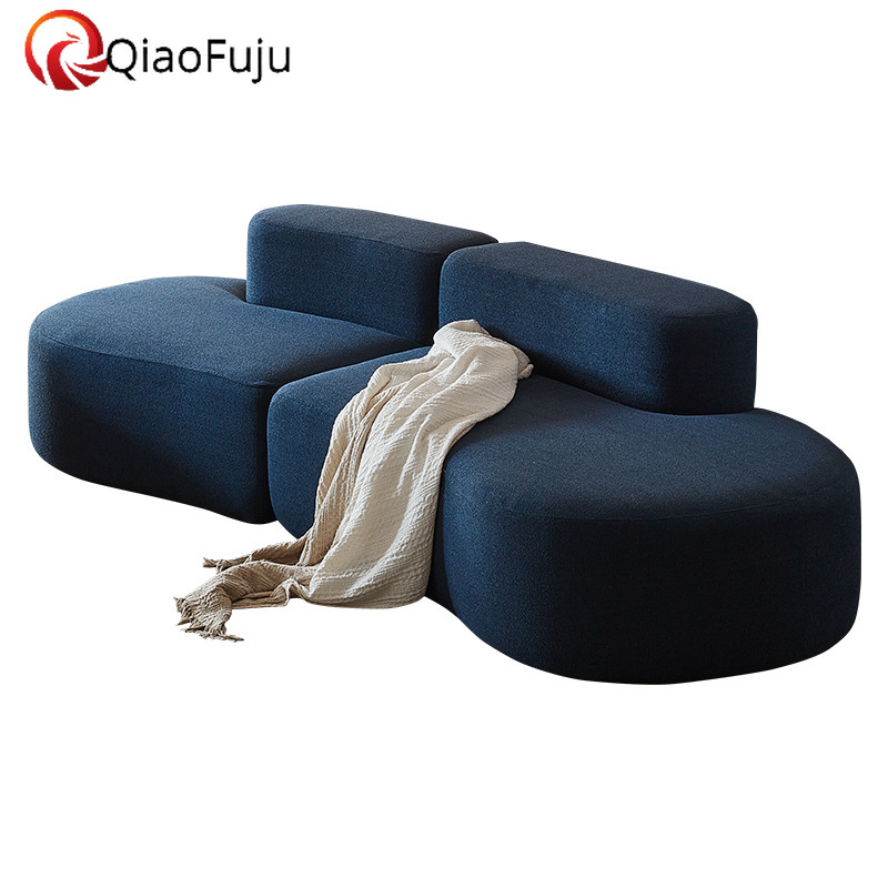 China sofa export module large sofa combination 3M cashew sofa curved designer fabric small apartment living room cross-border vacuum compression sofa