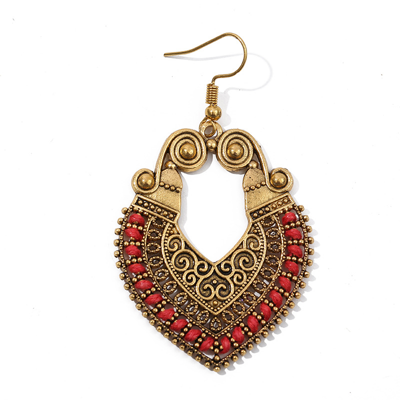 New Ear Drops Bohemian Alloy Retro Earrings with Heart shaped Woven Wrapped Design for Elegant Look
