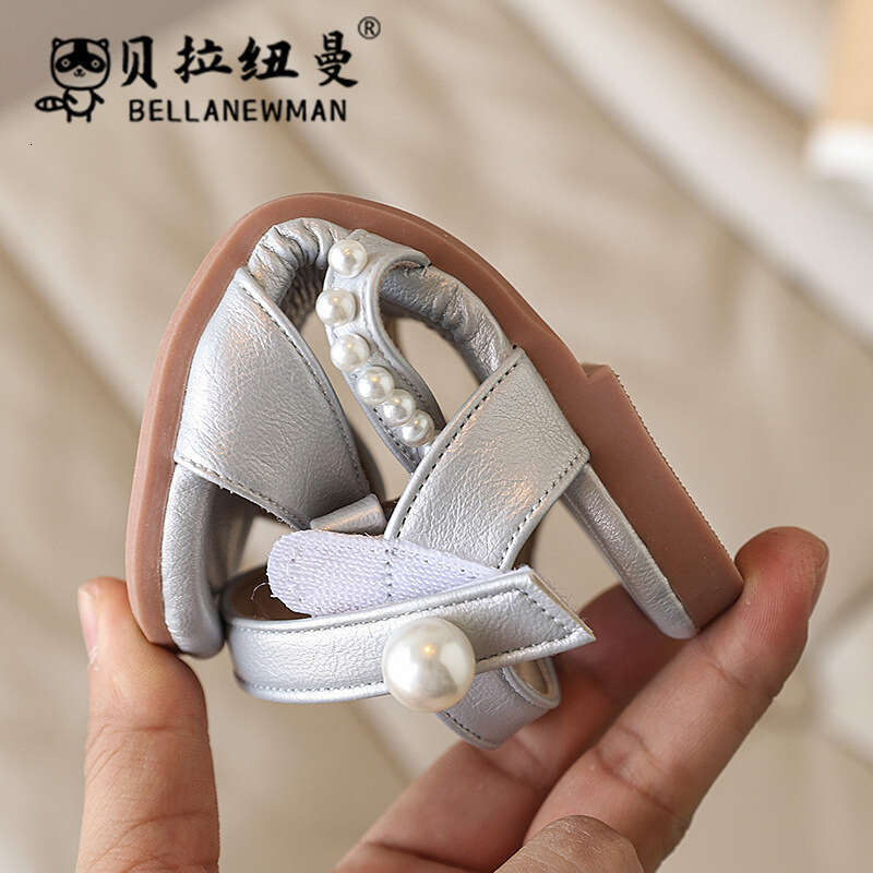 SHEIN Niche Design One-Strap 2025 Summer New Girls Beaded Bow Princess Sandals Trend