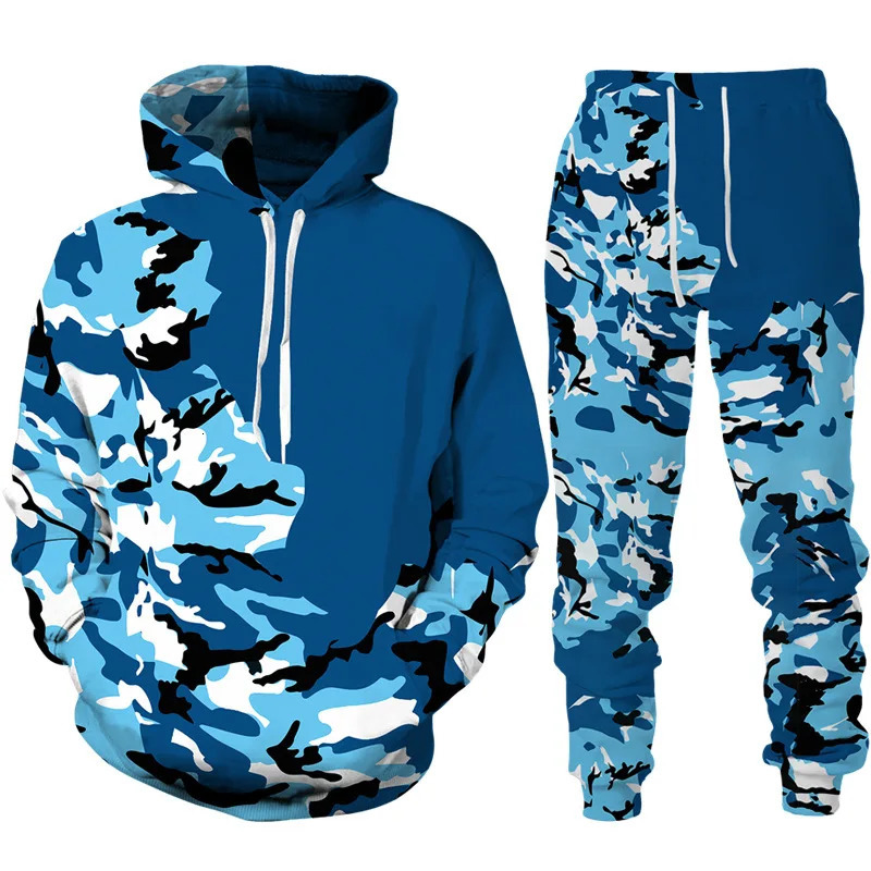 Mens Hoodie Pant Suit 3D Camouflage Print Casual Women High Quality Tracksuit Outfits Fashion Mens Clothing 2pcs Sets 250711