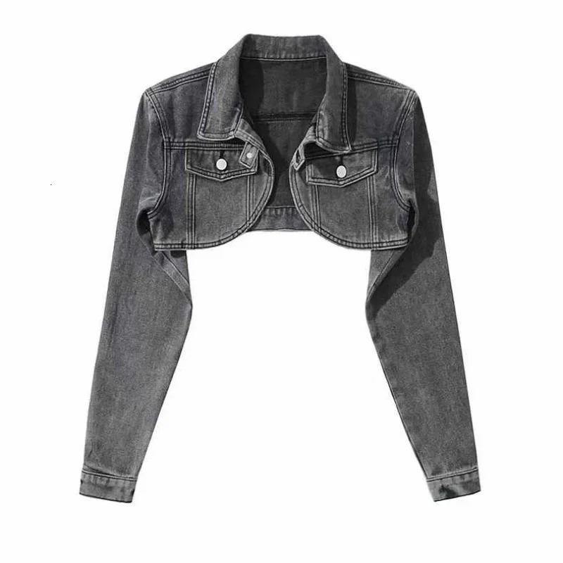 American Style Spicy Girl Denim Jacket Womens High-Waisted Shoulder Sensibility Niche Vintage Motorcycle Versatile Short 250709