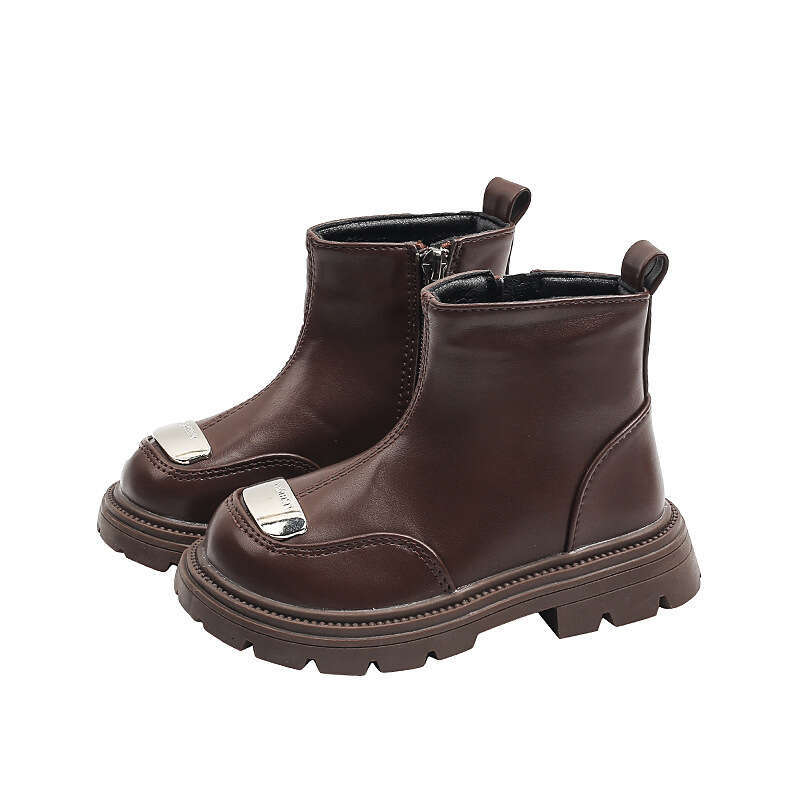 Children's British Style Martin 2024 Winter New Girls' Black Short Fashion Boots for Older Children