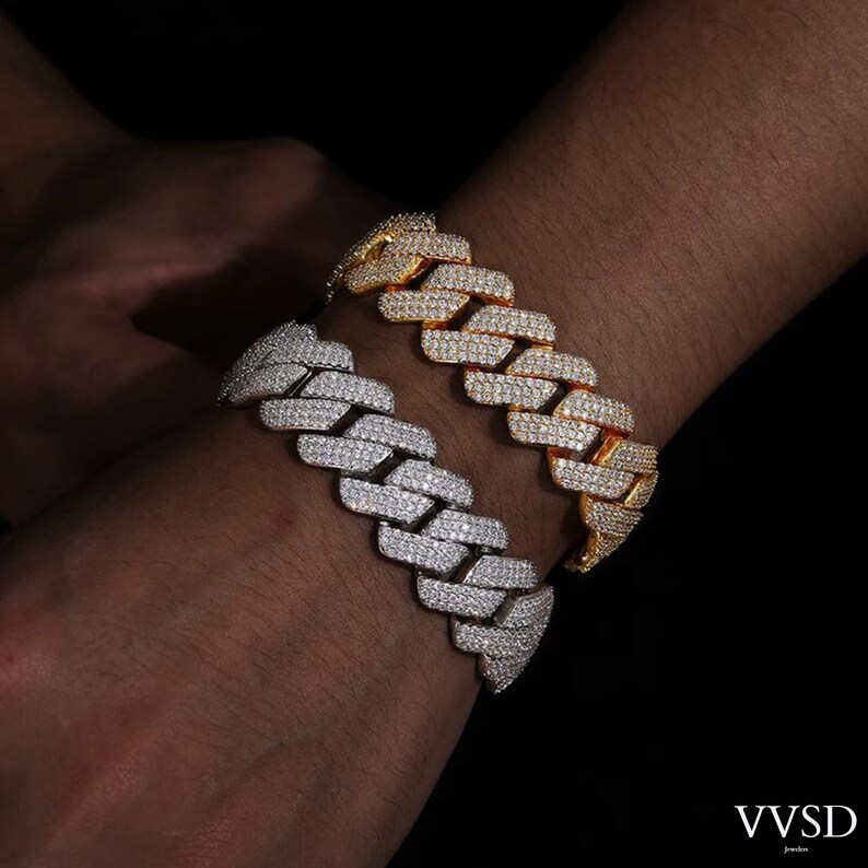 cuban link chain moissanite chain customized Cuban chain customization iced out chains for men Certificated Vvs moissanite chain bracelet designer jew