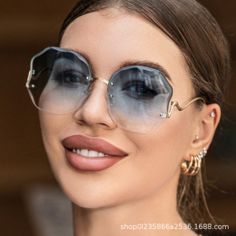 The Designer's Luxurious Sunglasses, Ocean Gradient Sunglasses, Women's Fashion Frameless Cut-edge Sunglasses, Uv-protected Street Style Gla