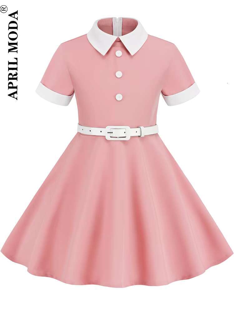 2025 Little Girl Vintage Party Dress Patchwork Solid Summer Dresses Robe Pin Up Retro 50s 60s Rockabilly Pinup Sundress Vestidos dongdumaoyi