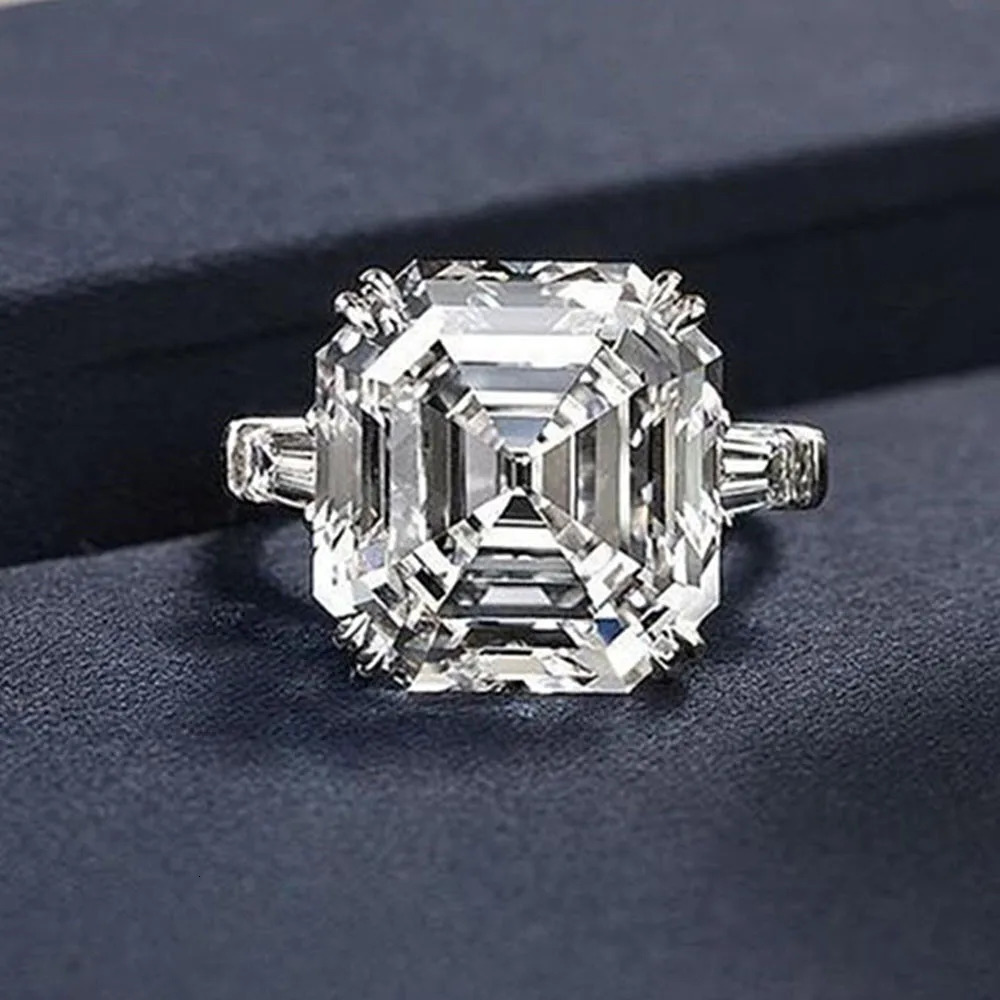 8 Asscher Crystal Cubic Zirconia Rings for Women Fashion Wedding Engagement Bands Female Ring Anniversary Party Jewelry 250712