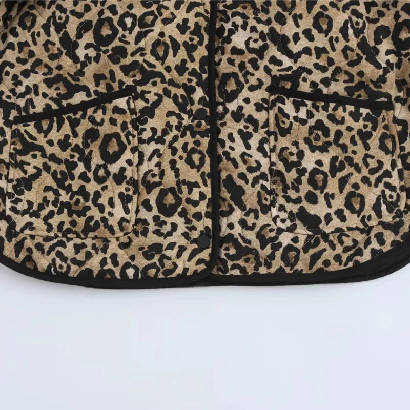 TRAF Leopard Jacket Outerwears Womens Autumn Winter Elegant Print Jacket Coats Ladies Fashion Casual Long Sleeve Coats 250708