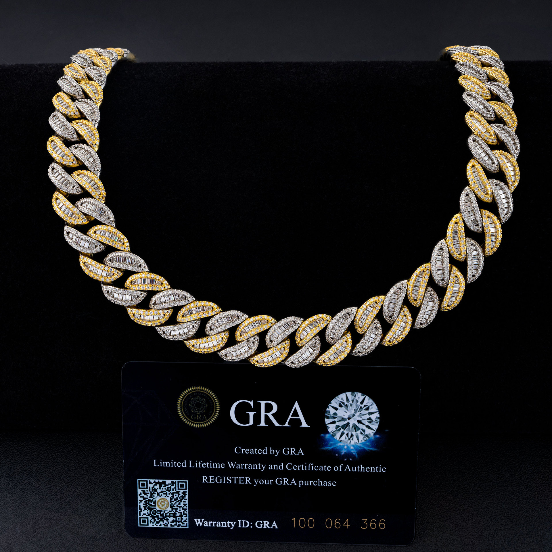 Hip Hop Jewelry Tone Two 15mm Baguette 925 Silver Iced Out Necklace Vvs Diamond Moissanite Cuban Bracelet