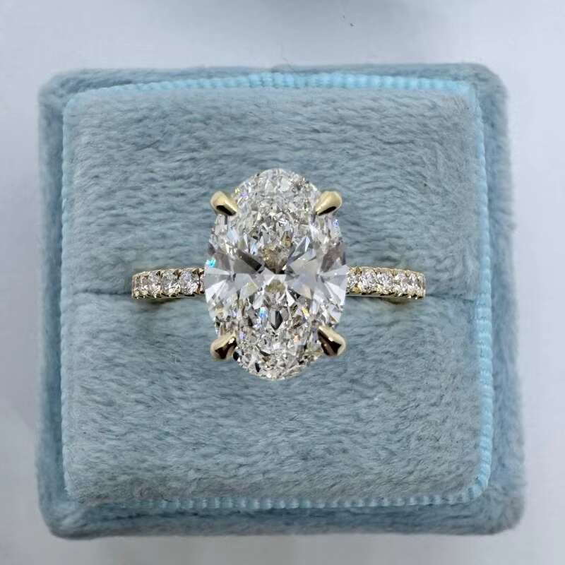 CVD HPHT Oval Cut Lab Grown Diamond Jewelry Rings 10k 14k Gold Solid Custom for Women Men Engagement with Certification 1ct