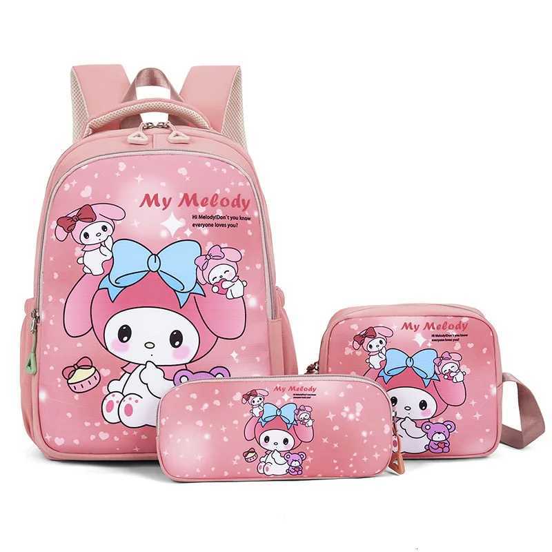 Sanrio Cute Sanrio Hello Kitty Melody Backpack Set for Girls 3 Piece Pupil School Bag Pencil Case for Kids Aged 6-12 Cartoon w250714