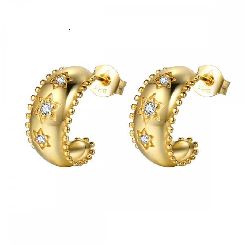 TIANDE Gold Color Charm Star Stud Earrings for Wen Exquisite Zircon Piercing Hoop Earrings 2023 Fashion Jewelry Wholes Y250714