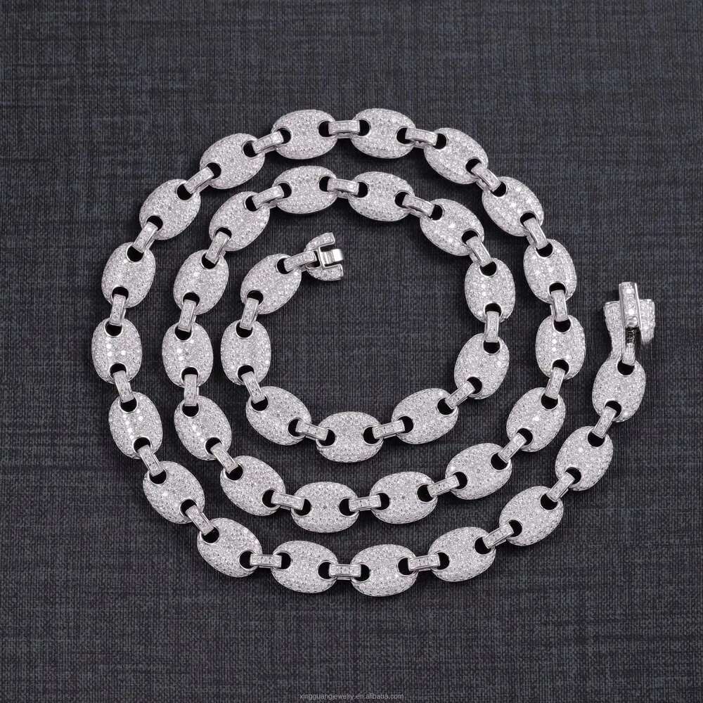 Hot Sale Pig Nose Style 6MM 8MM Pass Dia Tester VVS Moissanite Gems with Sier Cuban Link Chain Jewelry