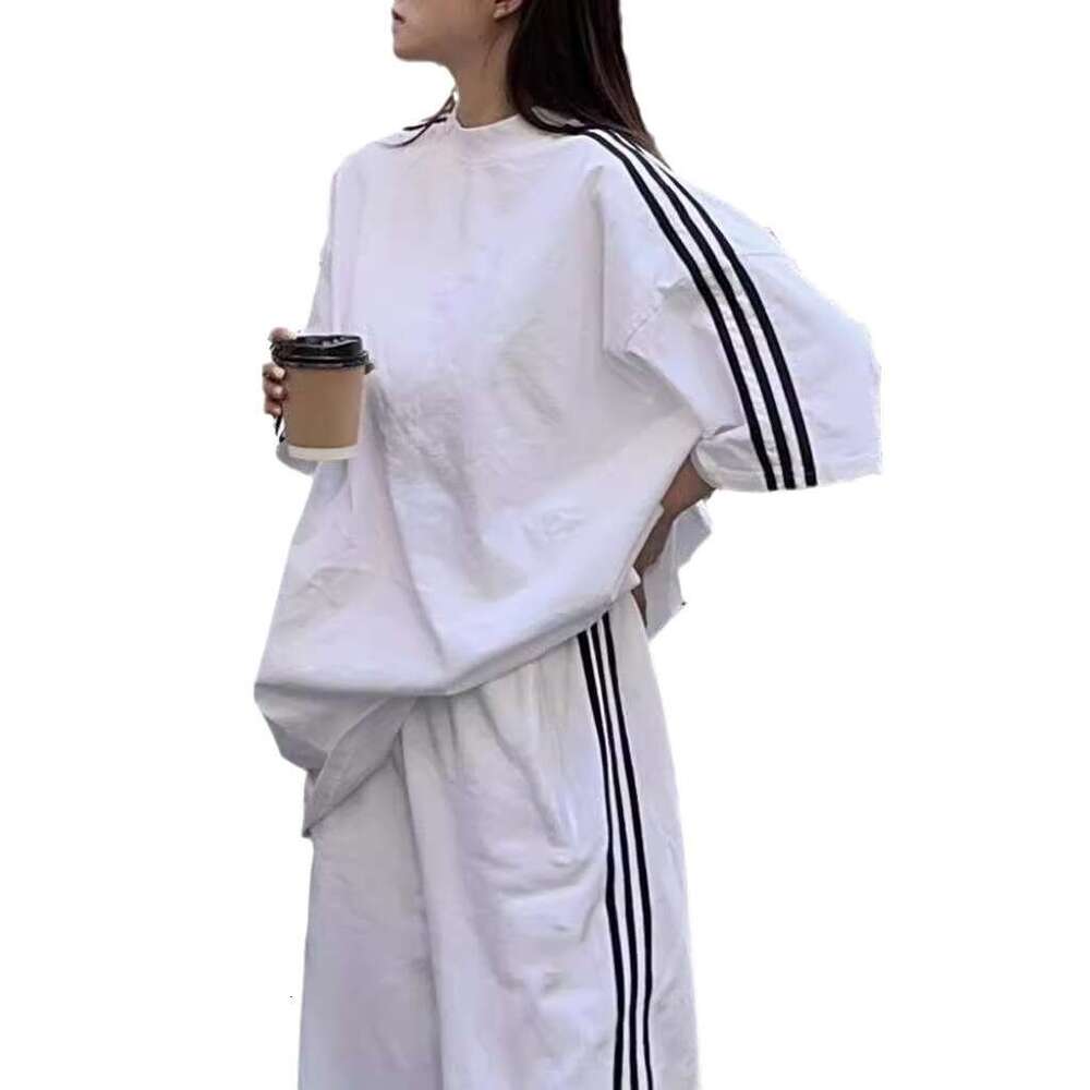 High-End Salt Sportswear For Women, Summer Loose Lazy Style Short Sleeve Long Pants Casual Two-Piece Set Trendy B5 h7