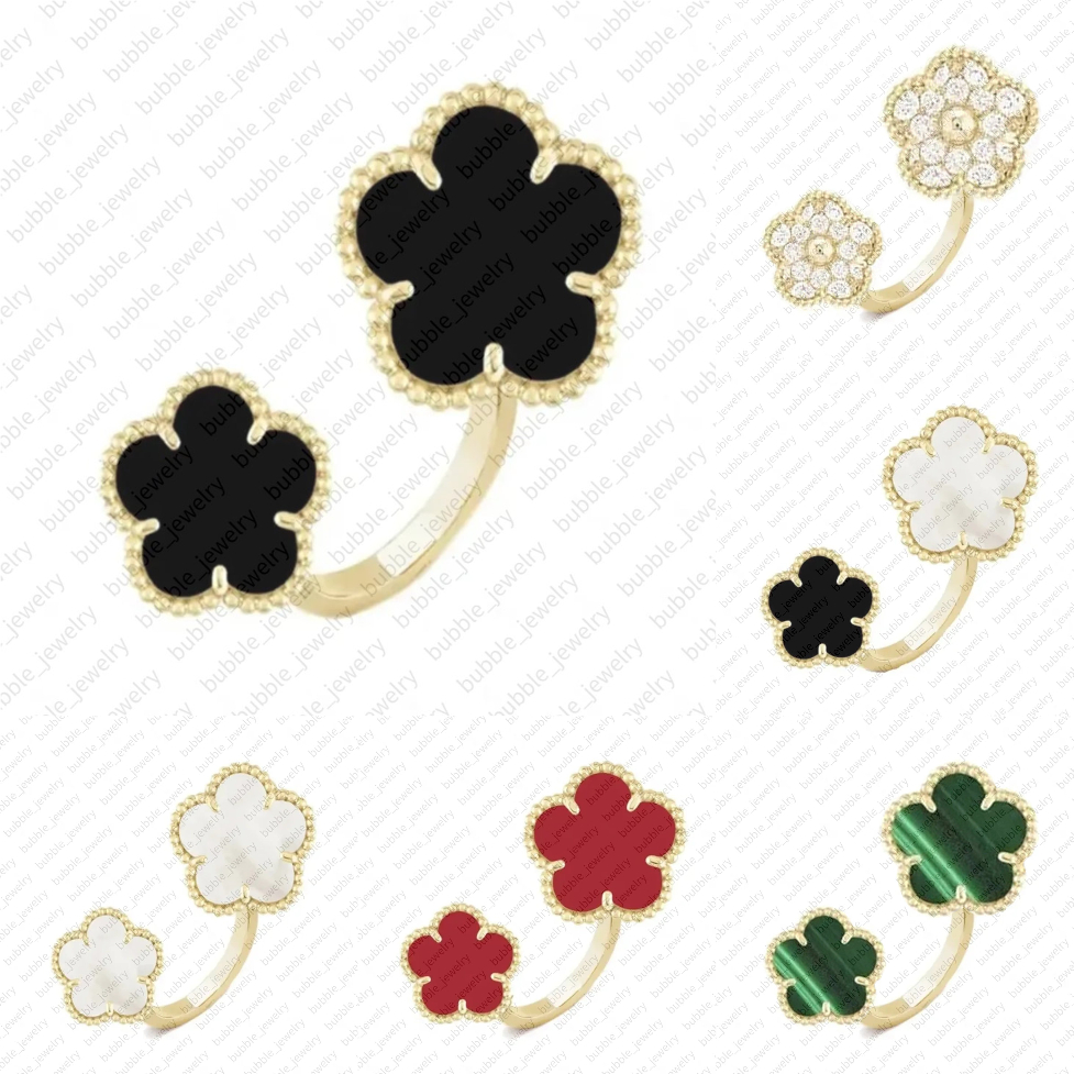rings for women engagement jewellery designer for women bracelet luxury ring top quality double flower clover ring charm y2k engagement ring luxury brand ring gift