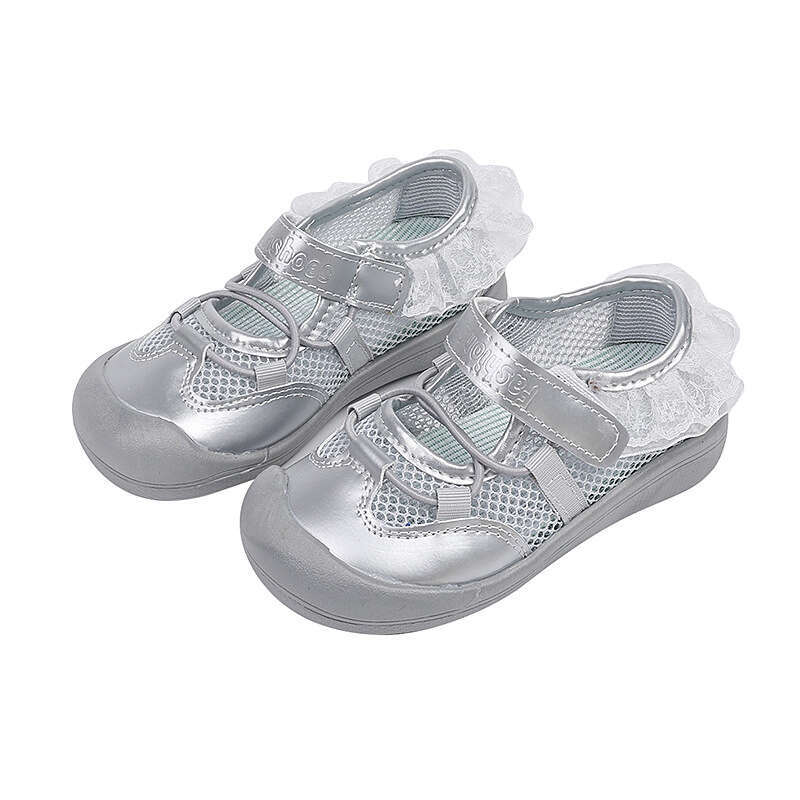 Children's 2025 Summer New Kids Sports Sandals Girls Lace Trim Single Mesh Shoes