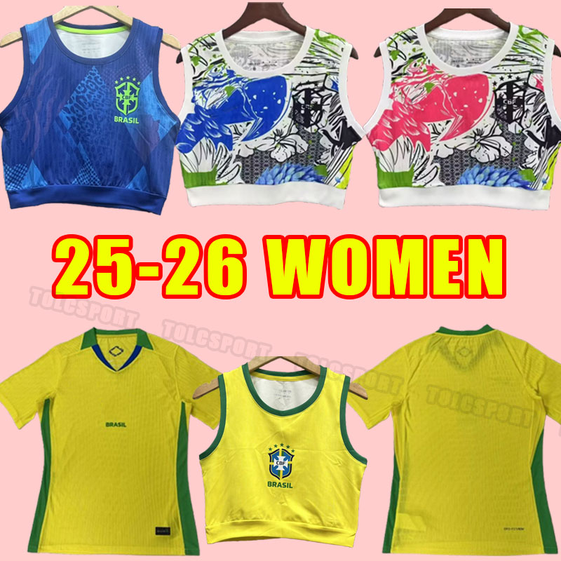 Women 2025 soccer jerseys Camiseta de futbol world 2024 cup PAQUETA NERES COUTINHO bRAZILS football shirt FIRMINO JESUS MARCELO PELE brasil 25 26 home girl away vest