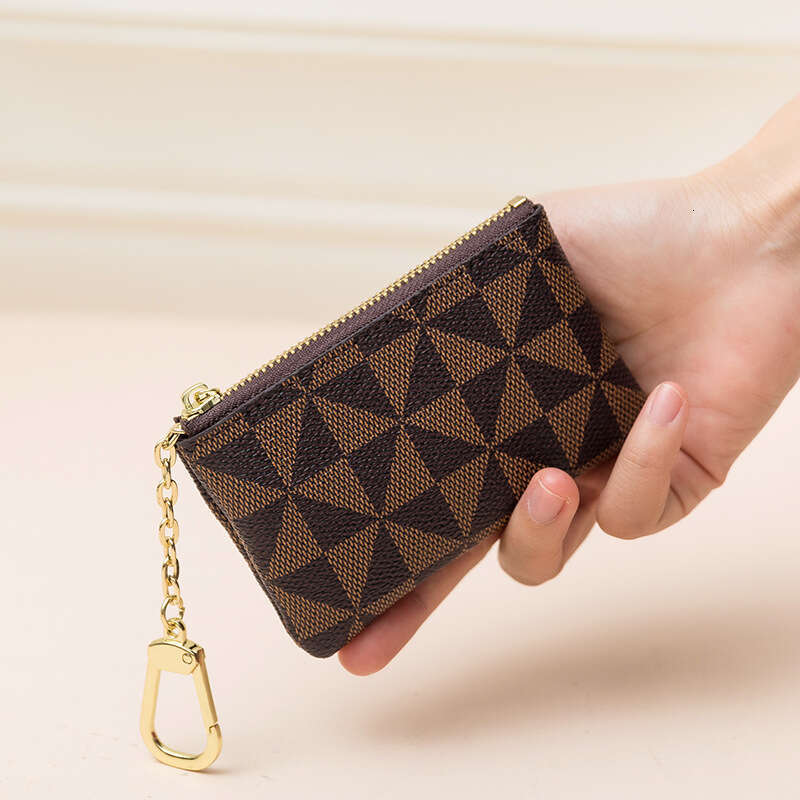 Lacel Urwebin Designer Card Wallet Leather Retro Coin Trend Creative with KeyChain Small Zipper Purse Portable Versatile coin Pouch CardHolder Clutch 