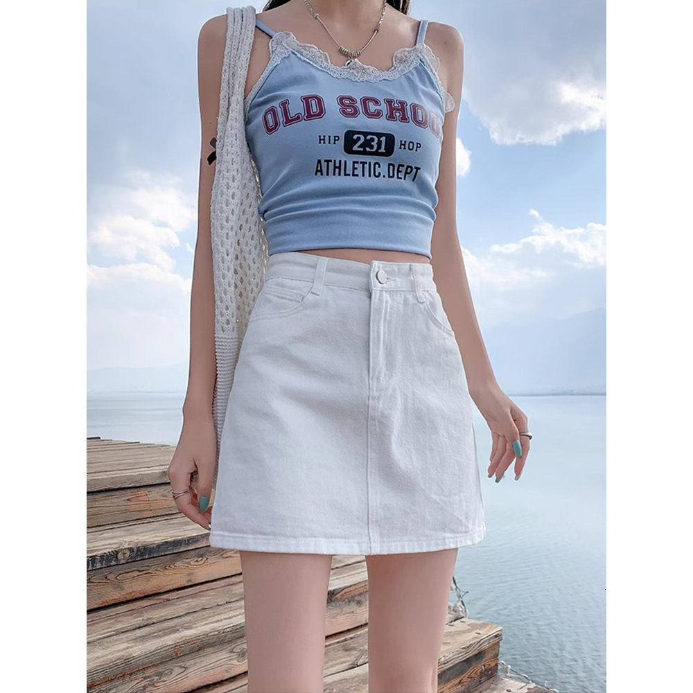 2025 New women's skirt denim skirt short skirt women's summer new high waist slim fit A-line skirt tight skirt new minimalist style solid co