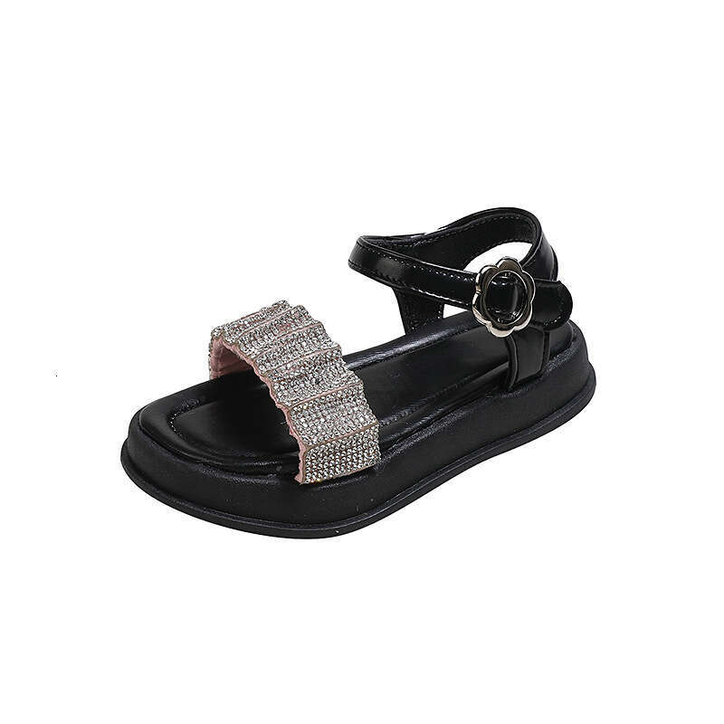 Children's Rhinestone 2024 Summer New Girls' Versatile Thick-Soled Height-Increasing Fashion Casual Roman Platform Sandals