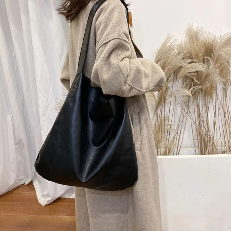 Handbag Vintage Pu Leather Shoulder Bags For Women Large Capacity Soft Leather Female Shopping Bag Pack mochila 250704
