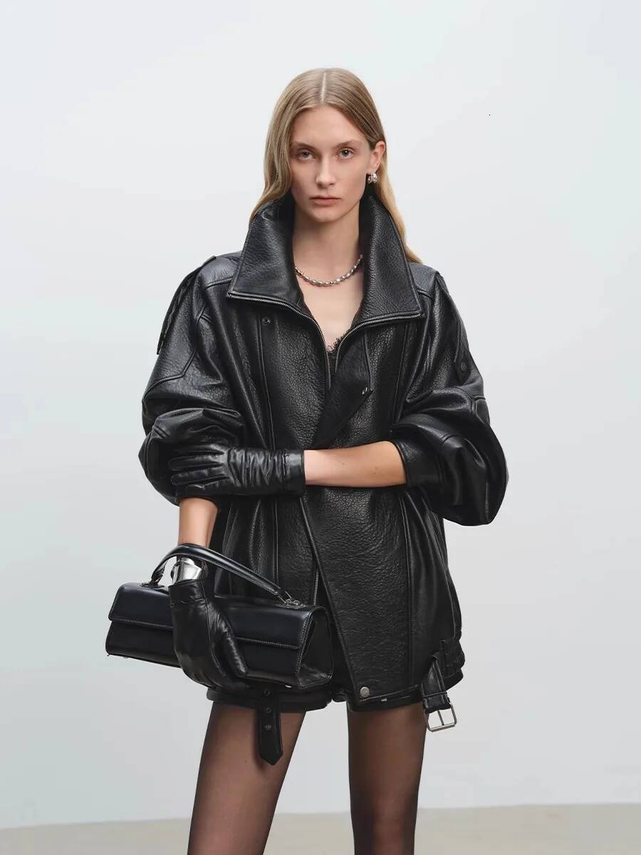 Mauroicardi Spring Oversized Black Soft Pu Leather Jacket Men Long Sleeve Belt Designer European Fashion Clothes 2025