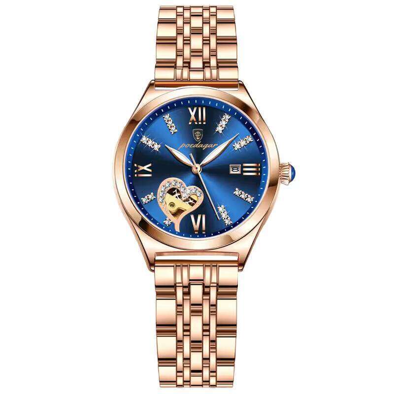 DHgargets Trendy Korean-Style Women's Watch - Waterproof 30M Luminous Stainless Steel Quartz Watch with Date (Model 320 Steel)