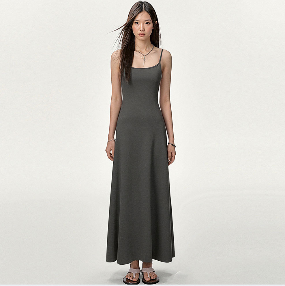 G929 Snow Cotton Tencel French Dress Waist Sling Women's