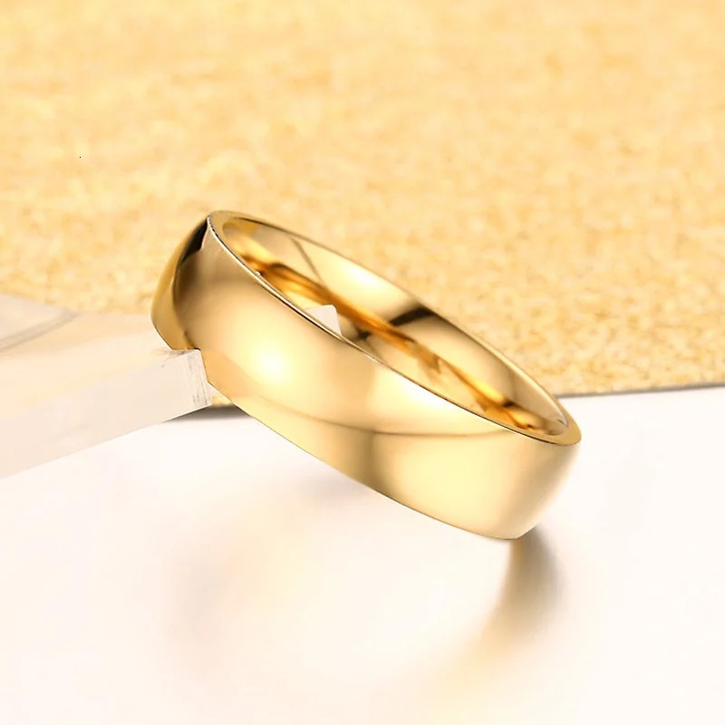 Gold Color Wedding Band Engagement Stainless steel Ring for Women Men US Sizes 4 5 6 7 8 9 10 11 12 13 14 15 250704