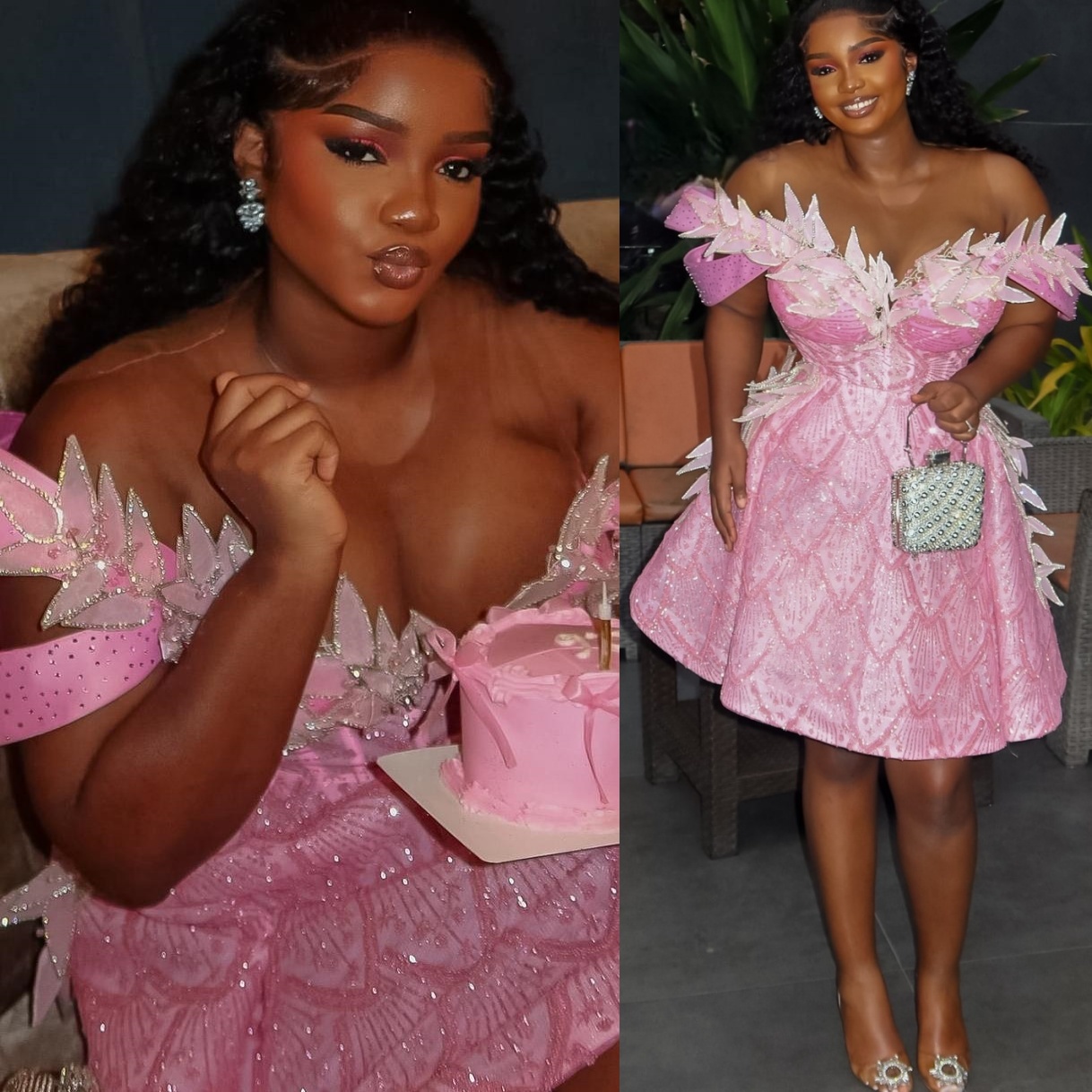 Pink A-line Cocktail Dress Crystals Sheer Neck Florals Sequined Short Mini Graduation Homecoming Dresses For Special Occasions Sweetheart Gowns