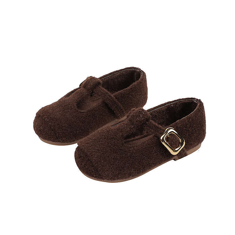 Girls Mary Jane Princess 2024 Autumn Winter New Children's Flat One-Strap T-Grandma Single Shoes