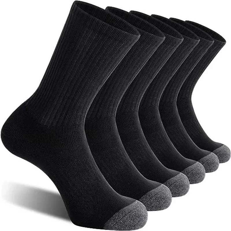 10 Pairs Plus Size Men Crew Socks EUR 39-47 High Tube Cotton Sports Socks Runing Football Soccer Athletic Socks White Black S25014