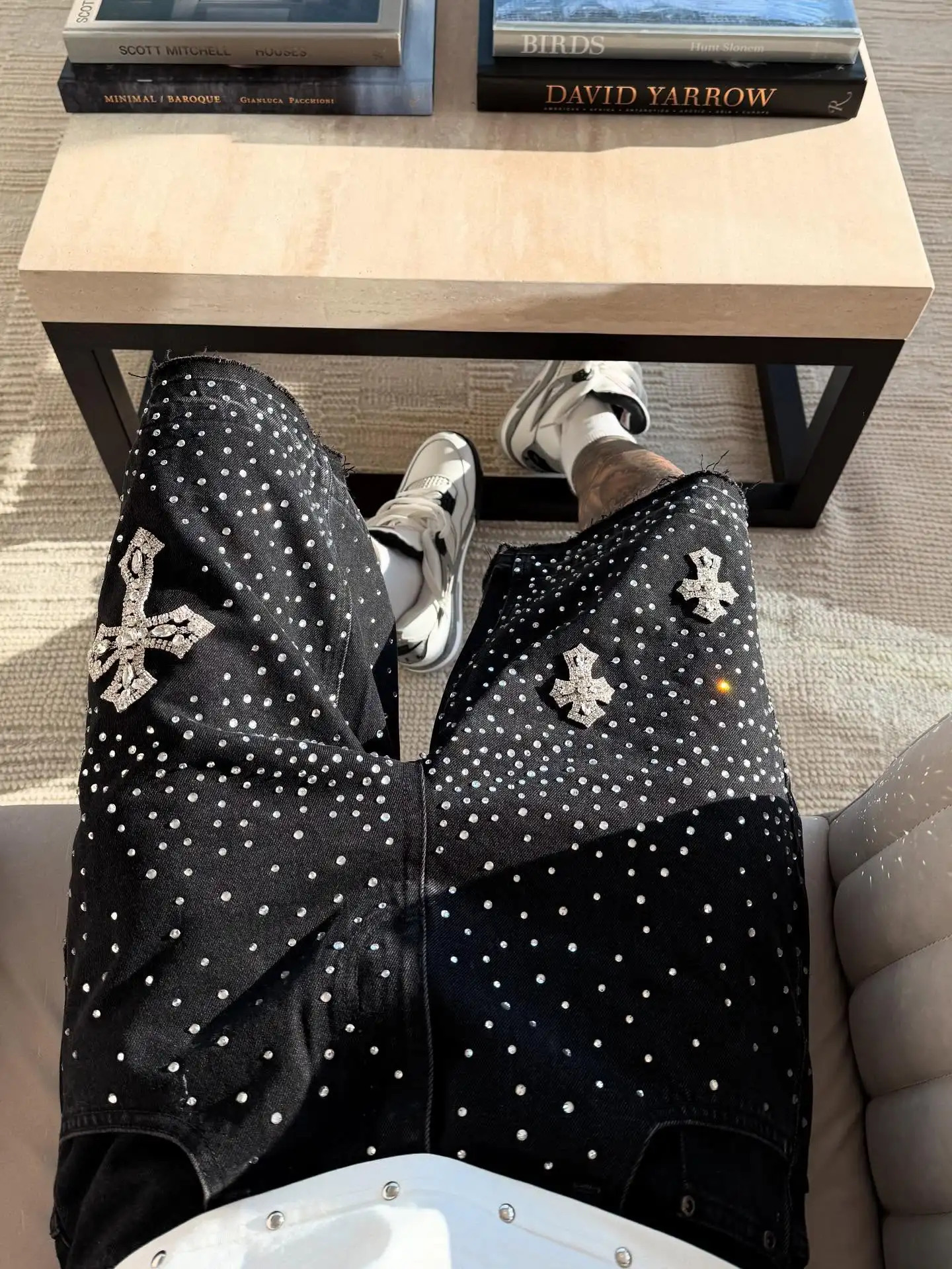 Gothic Rhinestone Cross Embroidery Viral Denim Jorts Y2K Vintage American Trend Gym Shorts Men Women Street Hip Hop Jean Short 250708