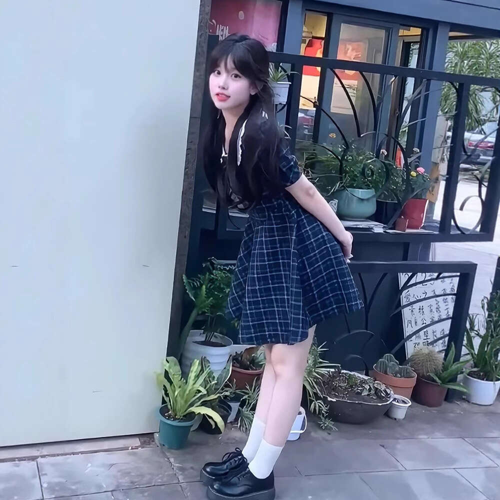 Petite Collar Plaid Sweet For Girls First Love Series Adorable Princess Style Doll Dress B5