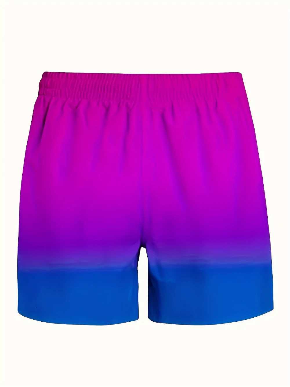 Summer New Mens Gradual Change Of Color Shorts Drawstring Belt Beach Vacation Shorts With Pockets Outdoor Fitness Casual Wear XJ250714