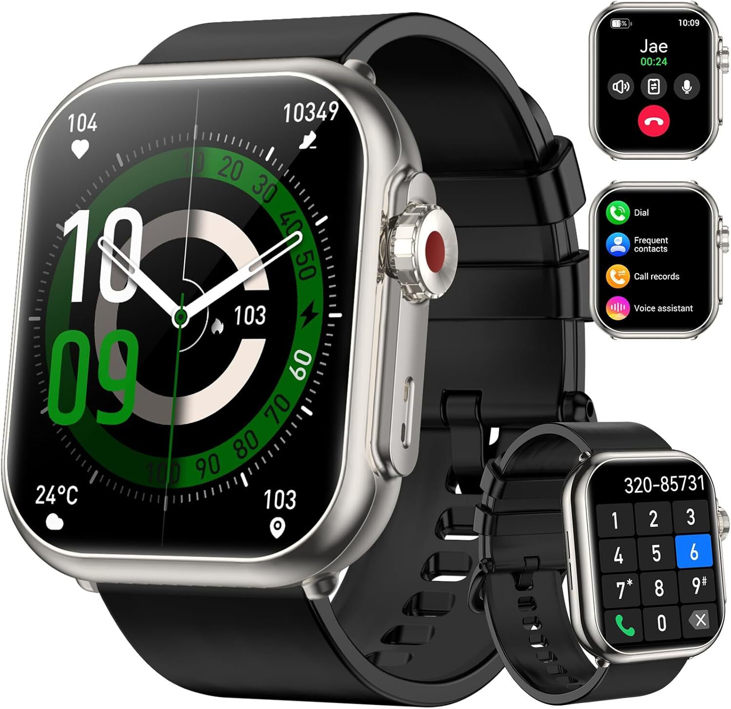 Men and Women Smart Watch, 1000 mAh 100-Day Battery Life, 1.8inch Tracker Bluetooth Call/Dial, 110+ Sports Modes, IP68 Waterproof, Heart Rate, 24/7 Sl