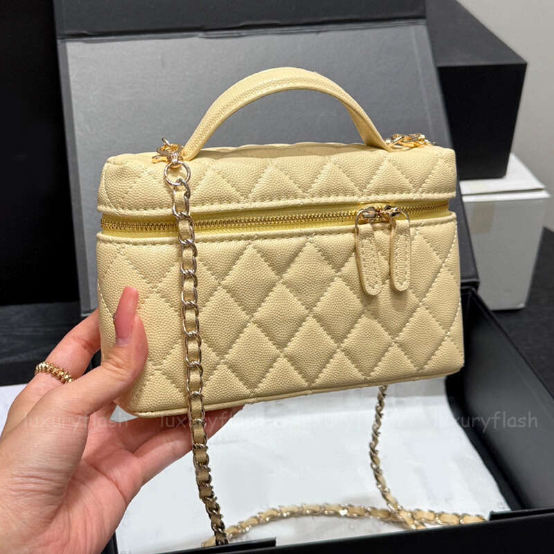 Designer Crossbody Bags Yellow Handbags Cosmetic Bag Makeup Bag New Totes Ladies Chain Shoulder Bag Real Leather