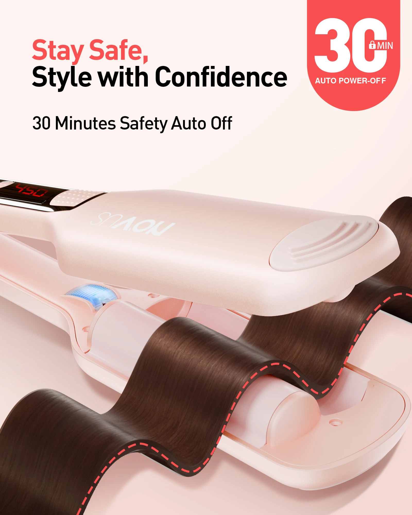 Wave Curling Iron Adjustable Temperature for Different Hair Types Creates Loose or Deep Waves Depending on Styling Technique 250712