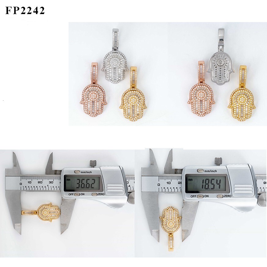 Straight Palm Shape Pendant S925 Silver Inlaid Moissanite Hip Hop fashion Pendant