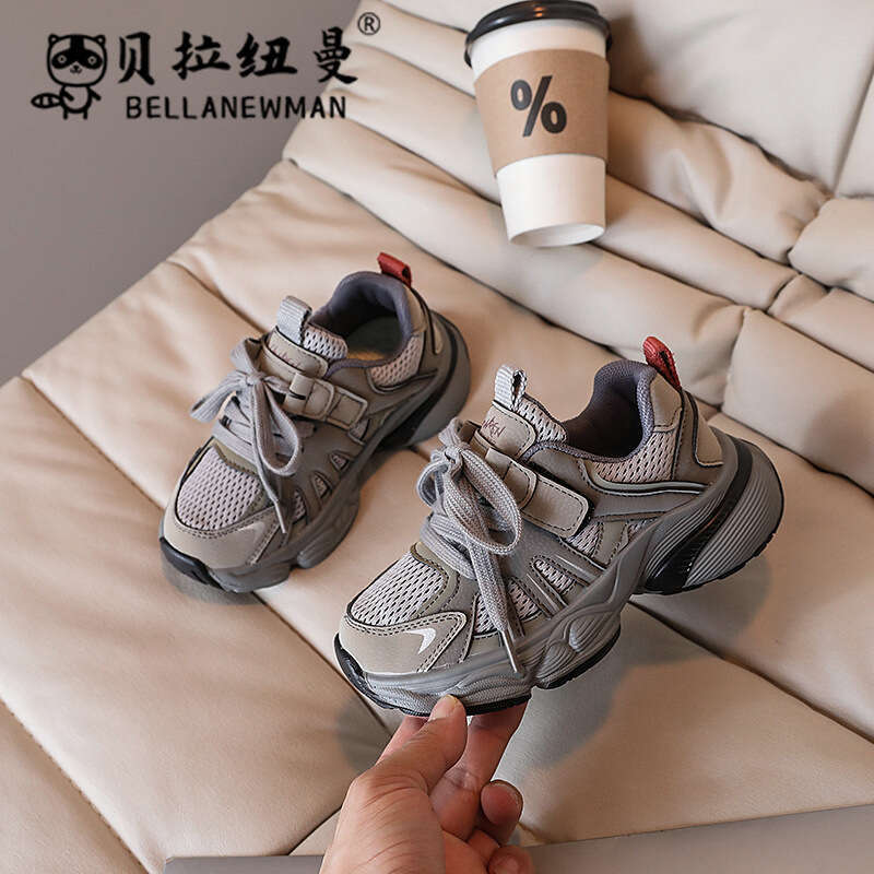 Girls' Fashion Breathable Dad 2024 Autumn New Korean Version Velcro Boys' Lightweight Running Shoes for Big Kids