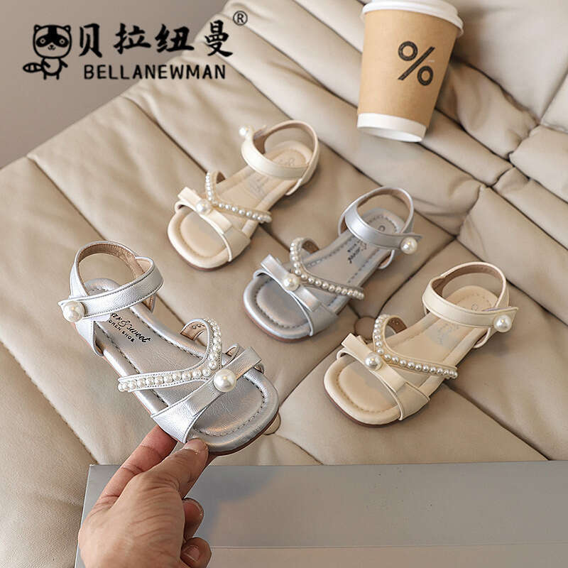 SHEIN Niche Design One-Strap 2025 Summer New Girls Beaded Bow Princess Sandals Trend