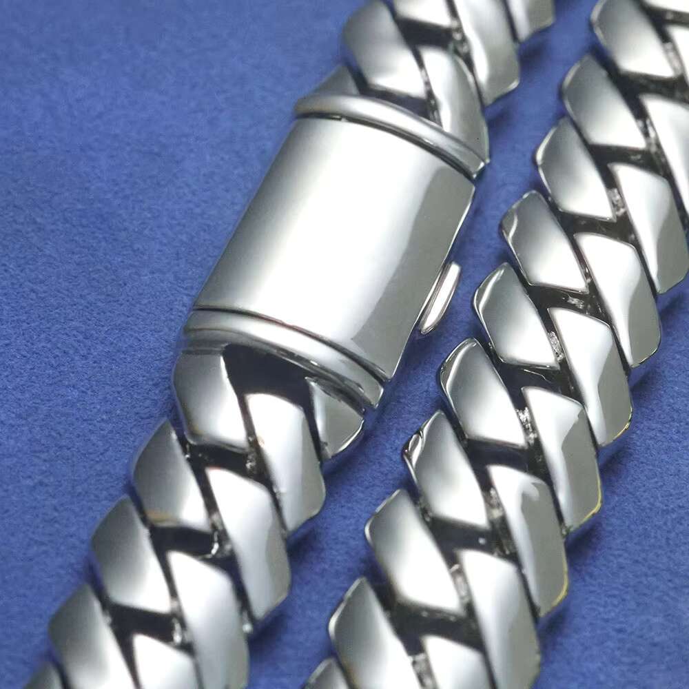 NUOYA 18K Gold Plated Cuban Chains 925 Silver Bracelet 12MM Rapper Men Hip Hop Cuban Link Chain