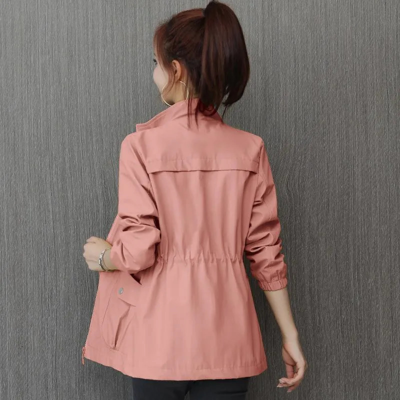 Womens Windbreaker Coat Spring Autumn Slim Basic Zipper Jacket With Lining Ladies Short Windbreaker 3XL H220 250708
